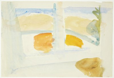Vista através de uma janela para uma praia, sul da França de Edvard Weie