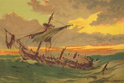 O Navio Abandonado (litografia a cores) de Edward (after) Duncan