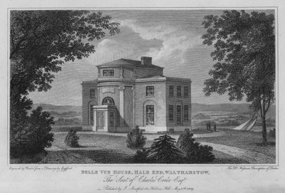 Belle Vue House, Hale End, Walthamstow, a sede de Charles Cooke (gravura) de Edward (after) Gyfford