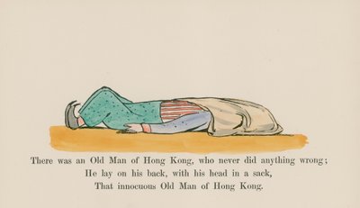 Havia um Velho de Hong Kong, que nunca fez nada de mal (gravura a cores) de Edward (after) Lear