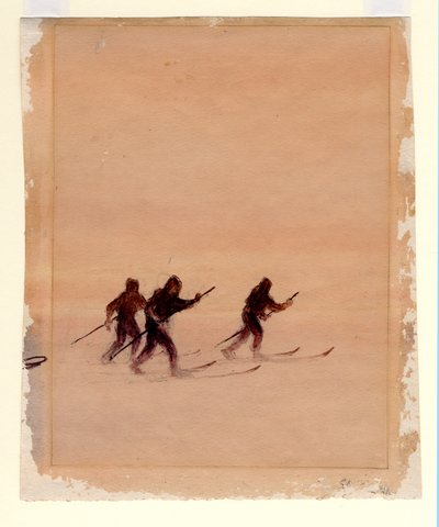 Homens em esquis, 1901-04 (wc no papel) de Edward Adrian Wilson