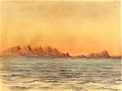 Pôr do sol, Simons Bay, África do Sul (wc on paper) de Edward Adrian Wilson