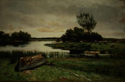 Lago com Barcos de Remo (óleo sobre tela) de Edward Arthur Walton