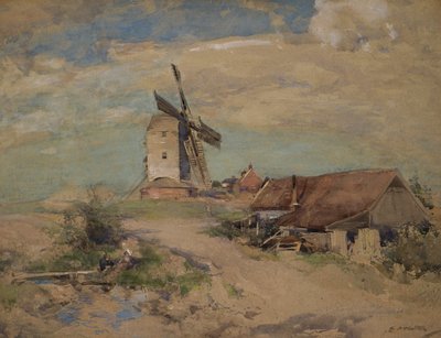 O Moinho de Vento, c.1900-04 (aquarela) de Edward Arthur Walton