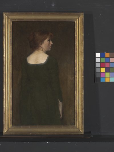 Retrato de uma jovem mulher, cerca de 1887 (óleo sobre tela) de Edward August Bell