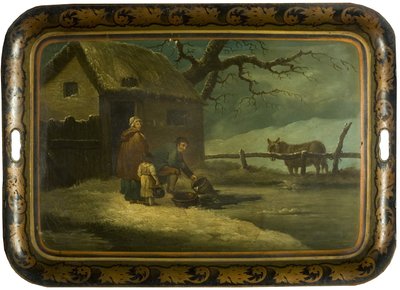 Quebrando o gelo, c.1800 (óleo em lata de chá japonesa) de Edward Bird