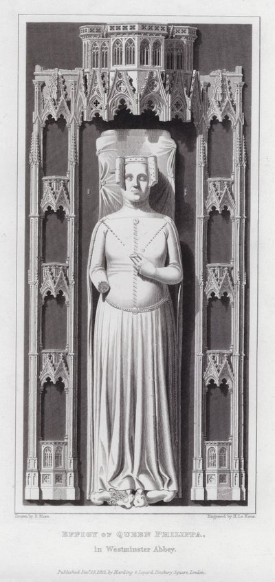 Efígie da Rainha Philippa, na Abadia de Westminster (gravura) de Edward Blore