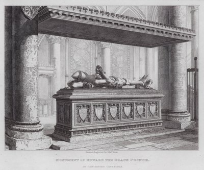Monumento de Eduardo, o Príncipe Negro, na Catedral da Cantuária (gravura) de Edward Blore
