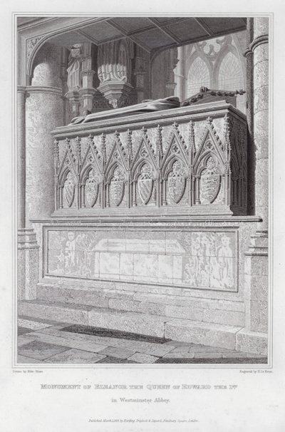 Monumento de Eleanor, a Rainha de Eduardo I, na Abadia de Westminster (gravura) de Edward Blore