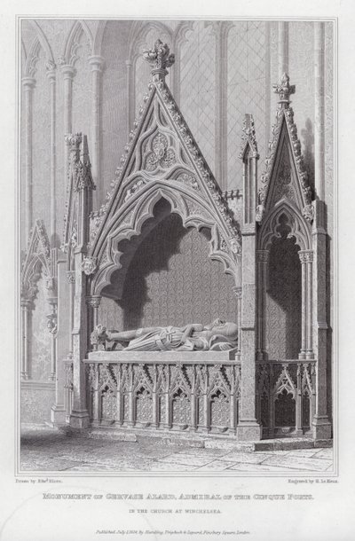 Monumento de Gervase Alard, Almirante dos Portos Cinque, na Igreja de Winchelsea (gravura) de Edward Blore