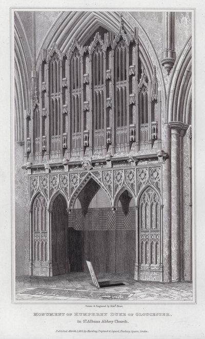 Monumento de Humphrey Duque de Gloucester, na Igreja da Abadia de St Albans (gravura) de Edward Blore