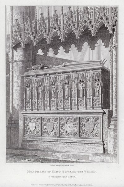 Monumento do Rei Eduardo III, na Abadia de Westminster (gravura) de Edward Blore