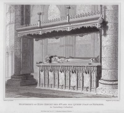 Monumento do Rei Henrique IV e sua Rainha Joana de Navarra, na Catedral de Canterbury (gravura) de Edward Blore