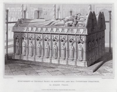 Monumento de Thomas Earl de Arundel e sua Condessa Beatrix, na Igreja de Arundel (gravura) de Edward Blore