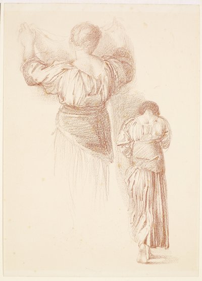 Female - Drapery Studies, Estudos do Drapery feminino visto de costas de Edward Burne-Jones