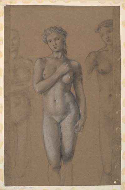 Nu feminino - três estudos, possivelmente para Vênus de Edward Burne-Jones