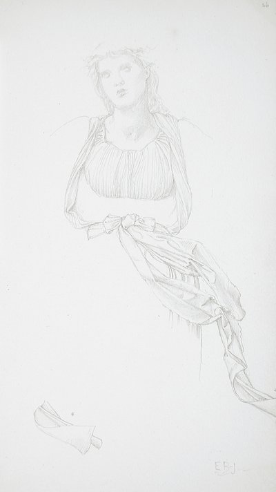 Estudo de torso feminino e drapeado de Edward Burne-Jones