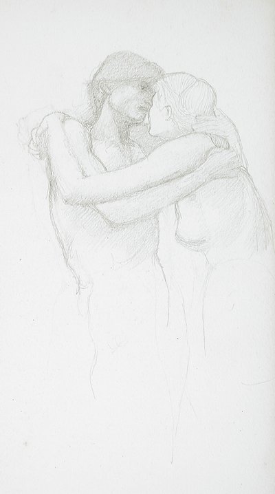 Casal nu a abraçar-se de Edward Burne-Jones