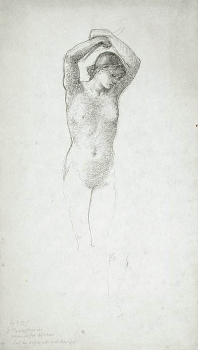 Nu feminino em pé, com os braços levantados de Edward Burne-Jones