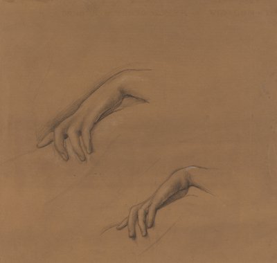 Estudos para uma mão em The Godhead Fires de Edward Burne-Jones