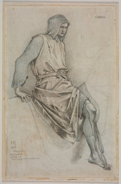 Estudo para o fracasso de Gawain das tapeçarias do Santo Graal de Edward Burne-Jones