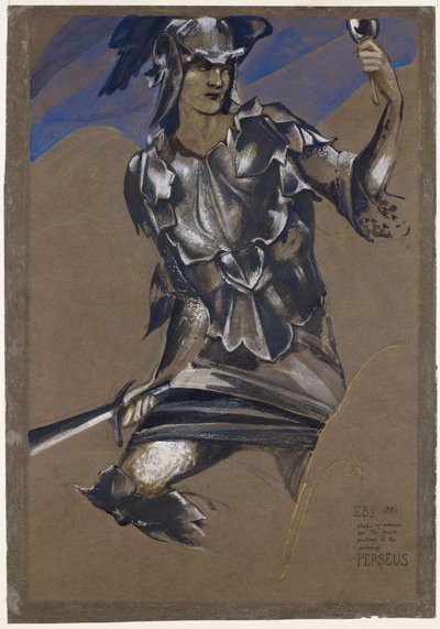 A Série Perseu - Estudo de Perseu na Armadura para o Encontro da Medusa de Edward Burne-Jones