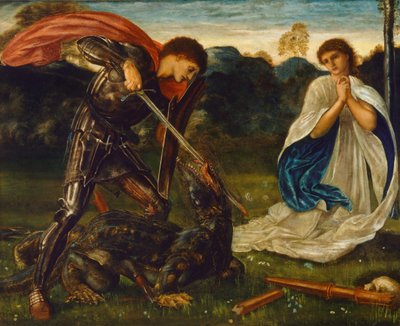 O combate: São Jorge mata o dragão VI de Edward Burne-Jones