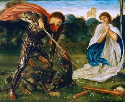 O combate: São Jorge mata o dragão VI de Edward Burne-Jones