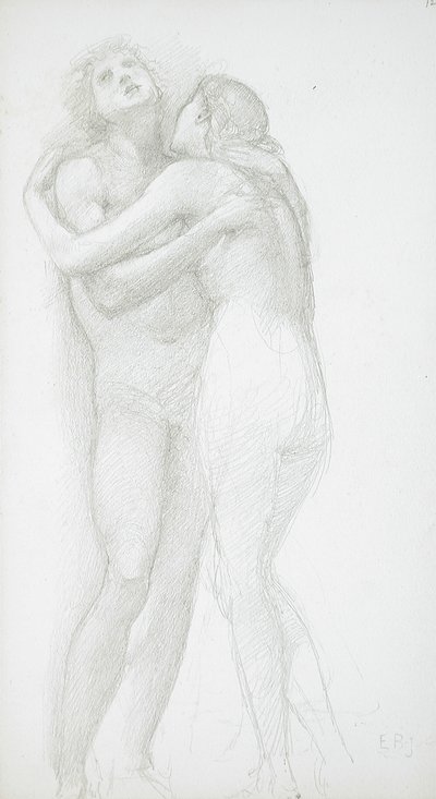 Dois nus a abraçarem-se de Edward Burne-Jones