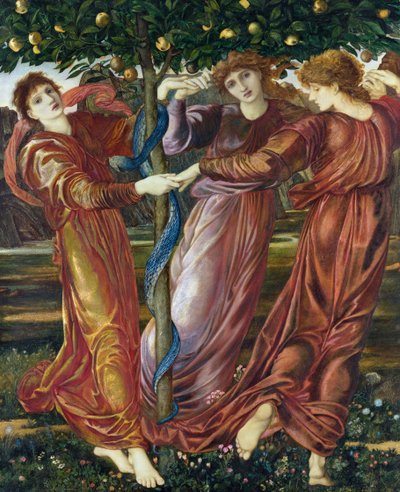 Jardim das Hespérides, 1869-73 (têmpera, guache e óleo sobre cartão e tela) de Edward Burne Jones