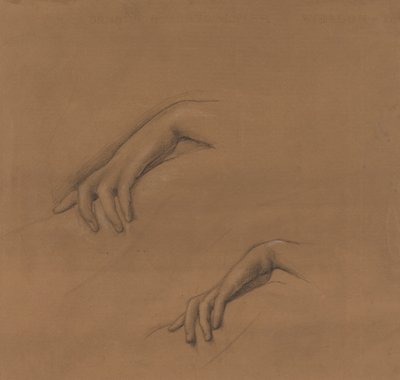 Estudos para uma mão em The Godhead Fires de Edward Burne-Jones