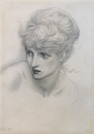Estudo da cabeça de uma menina (veja também 198345) de Edward Burne Jones