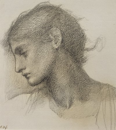 Estudo de uma cabeça, para &39;The Mill&39;, c.1872-80 de Edward Burne Jones