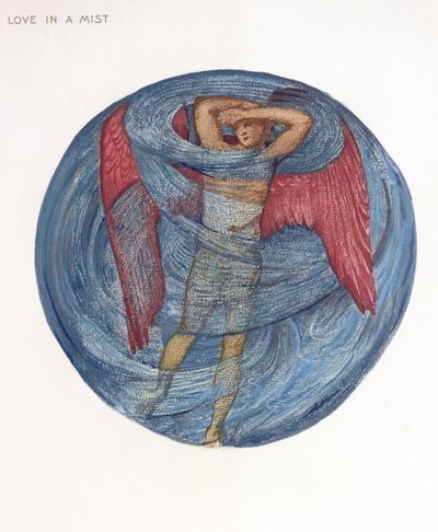 O livro da flor: I. Amor em uma névoa, 1905 (litho com guache no papel) de Edward Burne Jones