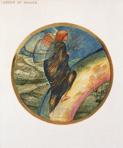O Livro das Flores: XII. Ladder of Heaven, 1905 (litho com guache sobre papel) de Edward Burne Jones