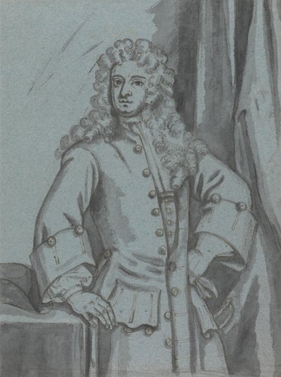 Um cavalheiro, usando um casaco comprido abotoado com algemas grandes de Edward Byng