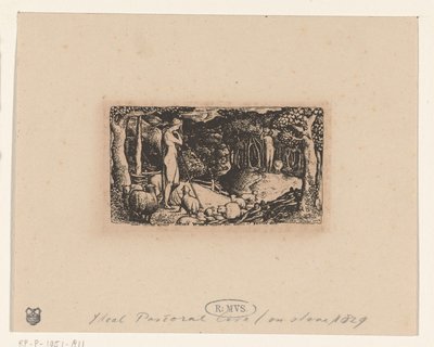 vida rural Vida pastoral ideal de Edward Calvert (signed by artist)