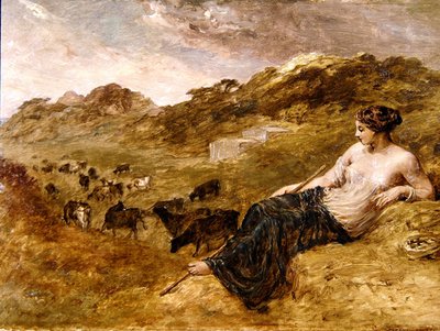 Pireno e Gado (óleo sobre tela) de Edward Calvert