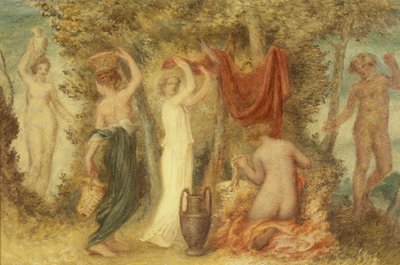Ofertas Votivas - Cena Clássica (óleo sobre painel de moinho) de Edward Calvert