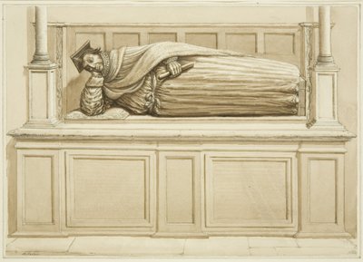 Efígie de Sir George Snygge na Igreja de Santo Estêvão (lápis e aguarela sobre papel) de Edward Cashin