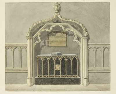Monumento a Mary Grosett na Catedral de Bristol (lápis e aguarela sobre papel) de Edward Cashin