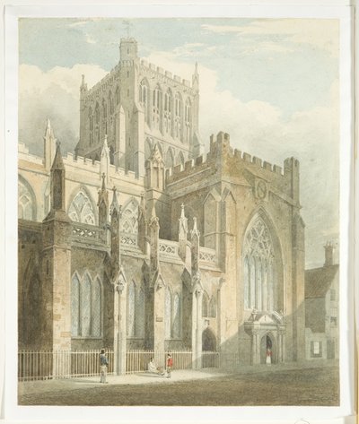 Vista Norte da Catedral de Bristol (lápis e aguarela sobre papel) de Edward Cashin