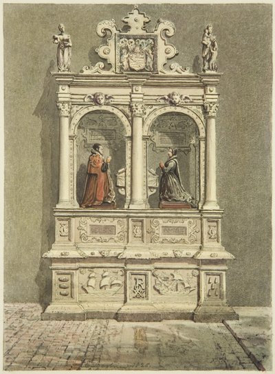 Monumento de Robert Aldworth na Igreja de São Pedro (aguarela e lápis sobre papel) de Edward Cashin