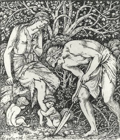 Adão e Eva (Labour: Whan Adam Delved and Eve Span, Who Was Then the Gentleman?) de Edward Coley (after) Burne Jones