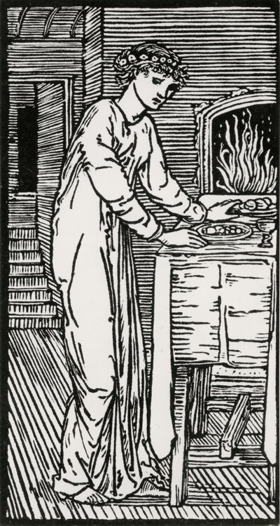 Psique junto à mesa de Edward Coley (after) Burne Jones