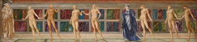 O Peregrino no Jardim da Ociosidade - Estudo de nove figuras, c.1874 (aguarela) de Edward Coley (studio of) Burne Jones