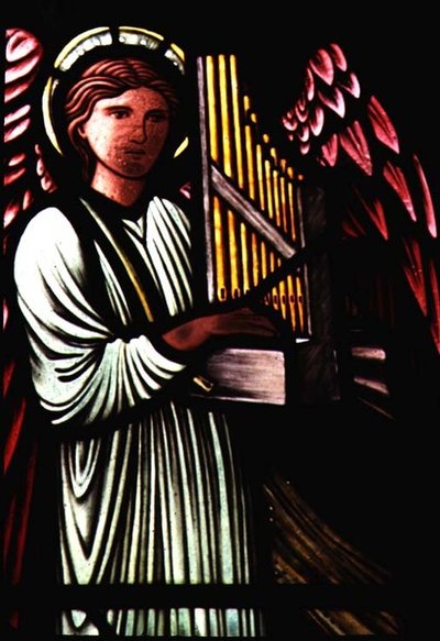 Anjo com um órgão portative por Sir Edward Burne-Jones (1833-98) de Edward Coley Burne Jones