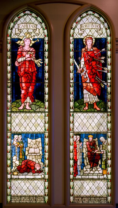 Charity and Fortitude (David Lamentando e David Consoled), c.1896 (vitral) de Edward Burne Jones