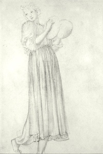 Menina com címbalos (lápis sobre papel) de Edward Coley Burne Jones