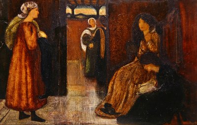 Interior com figuras (aguarela sobre papel) de Edward Coley Burne Jones
